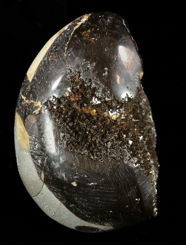Septarian Dragon Egg Geode - Black Crystals #58785